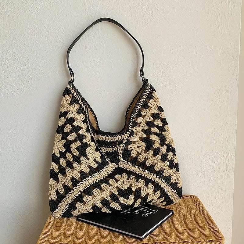 EMESA HOME Woven Straw Shoulder Bag – Medium Women's Handbag with Handle for Beach & Vacation - EMESA HOME™