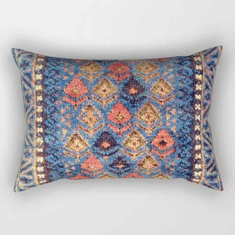 Decorative pillow with a geometric pattern on a white background