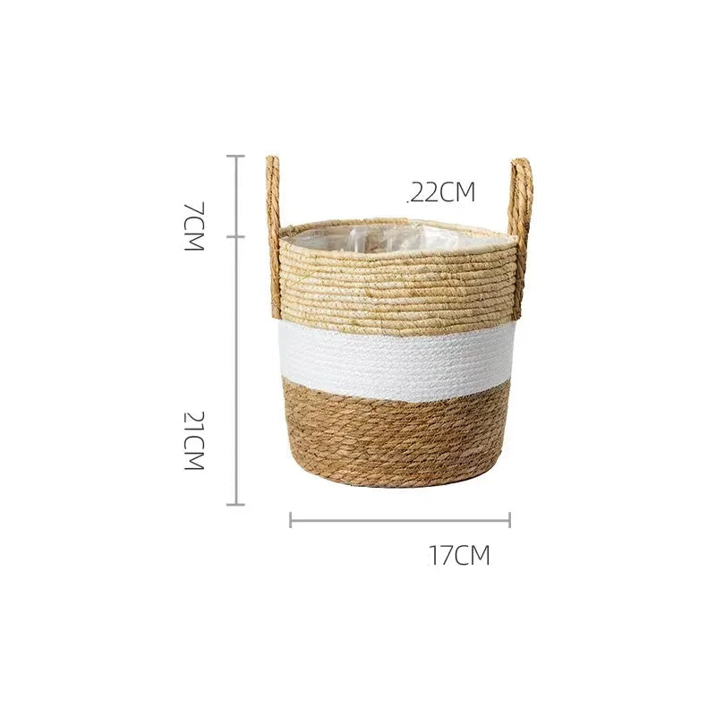 EMESA HOME Fancy Natural Planter Basket Wicker Flower Pot  Bamboo Seagrass Storage Baskets Toy Holders Home Garden Decor