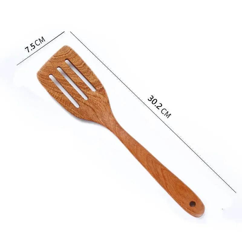 EMESA HOME Wooden Spatula Spoon Frying Solid Wood High Temperature Resistant Soup Spoon No Paint No Wax Natural Material - EMESA HOME™
