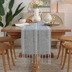 EMESA HOME Cotton Linen Blend Table Runner – Hand Woven Tassels for Wedding Party Arch Door & Dining Table Decor - EMESA HOME™