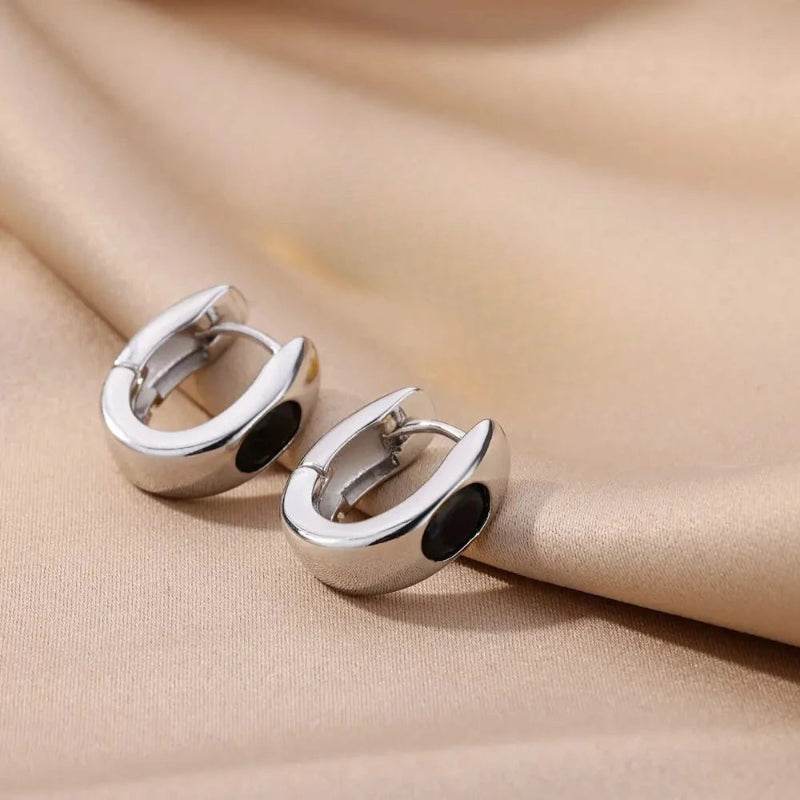 EMESA HOME Women’s Retro Zirconia Hoop Earrings – Stainless Steel, Light Luxury, Simple Niche Design TE-09708-06