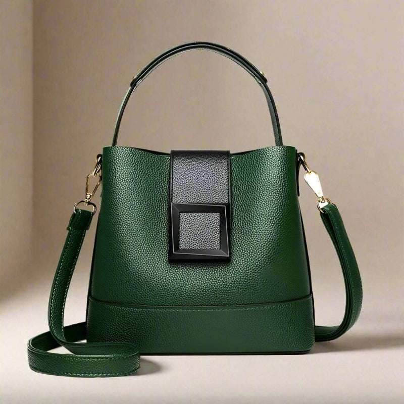 EMESA HOME Versatile Leather Bucket Tote for Women | Trendy Large Capacity Shoulder & Crossbody Handbag green