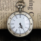 EMESA HOME Vintage Roman Quartz Pocket Watch Necklace – Transparent Pendant Watch for Ladies