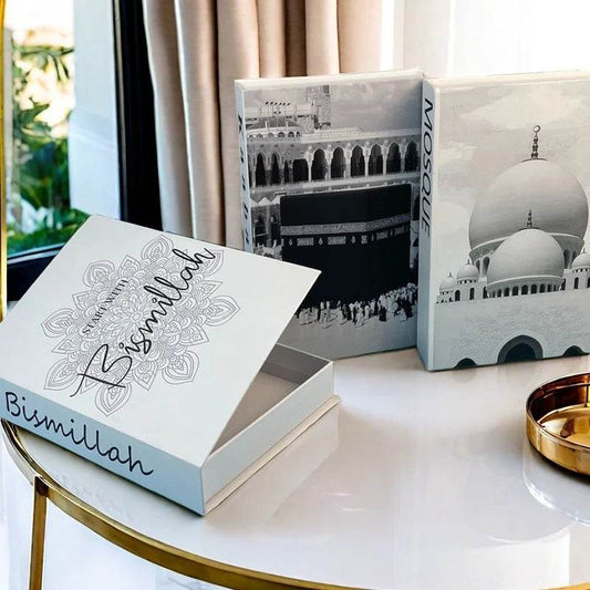 EMESA HOME Luxury Kaaba Fake Book Storage Box – Decorative Faux Book for Coffee Table, Living Room, or Bedroom