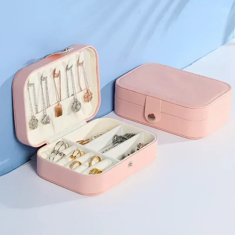 EMESA HOME Portable Jewelry Box – Leather Jewelry Organizer with Zipper Storage for Travel and Display - EMESA HOME™