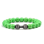 EMESA HOME Volcanic Stone Bead Bracelet – Matte Black Lava & White Dumbbell Charm Fitness Jewelry for Men & Women - EMESA HOME™