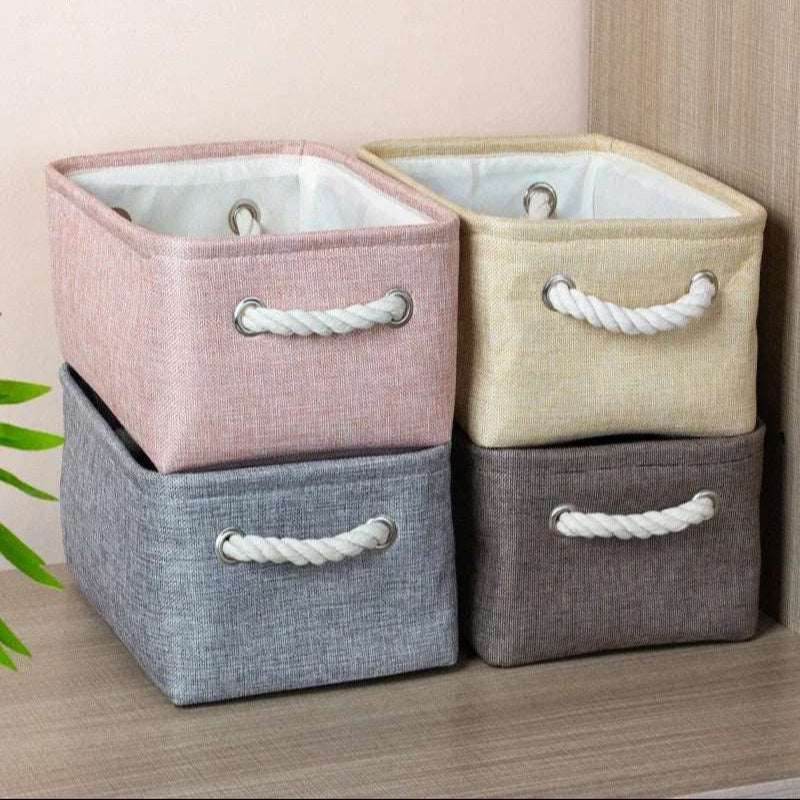 EMESA HOME Cotton Linen Folding Storage Basket – Organizer for Toys, Clothes, Sundries – Cabinet Bag, Collapsible Laundry Hamper for Home Use