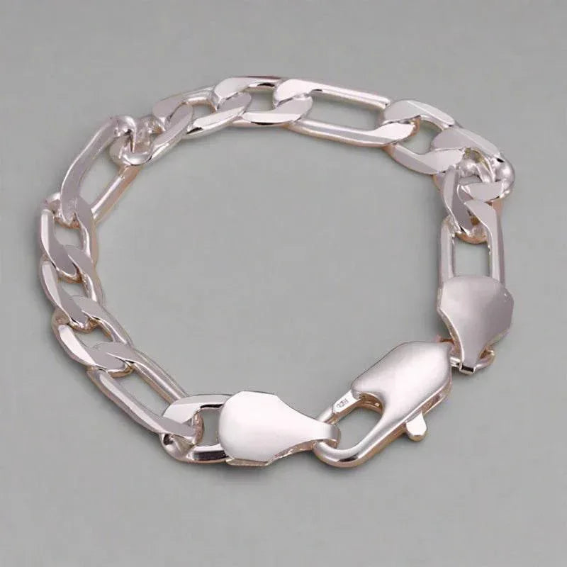 EMESA HOME 925 Sterling Silver Chain Solid Bracelet for Women& Men's Charm Party Gift Wedding Fashion Jewelry - EMESA HOME™