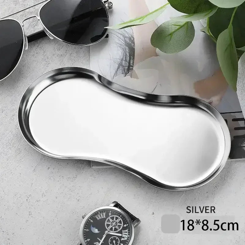 EMESA HOME Gold & Silver Stainless Steel Water Drop-Shaped Cosmetics, Jewelry & Dining Tray – Multi-Functional Home Storage Container - EMESA HOME™