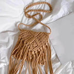 EMESA HOME Woven Hollow Out Shoulder Bag – Women’s Summer Tassel Crossbody Beach Travel Handbag & Messenger Purse - EMESA HOME™