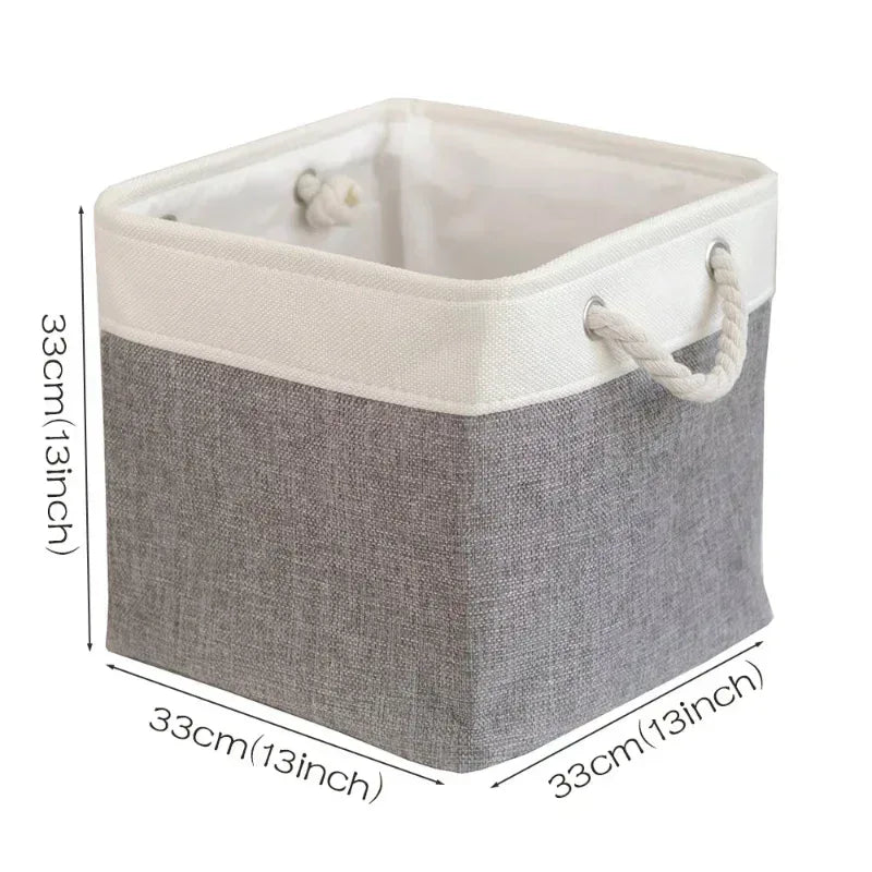 EMESA HOME Cotton Linen Folding Storage Basket – Organizer for Toys, Clothes, Sundries – Cabinet Bag, Collapsible Laundry Hamper for Home Use - EMESA HOME™