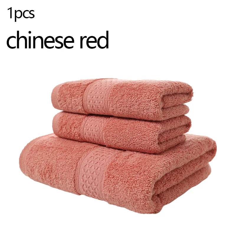 EMESA HOME-High Quality Pure Cotton Thick Adult Towels - Soft and Absorbent Towels for Home Use, Daily Face Towels chinese red