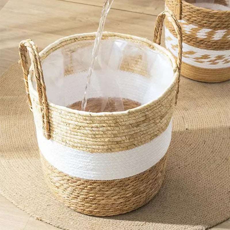 EMESA HOME Fancy Natural Planter Basket Wicker Flower Pot  Bamboo Seagrass Storage Baskets Toy Holders Home Garden Decor