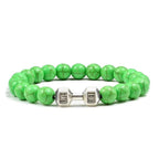 EMESA HOME Volcanic Stone Bead Bracelet – Matte Black Lava & White Dumbbell Charm Fitness Jewelry for Men & Women - EMESA HOME™