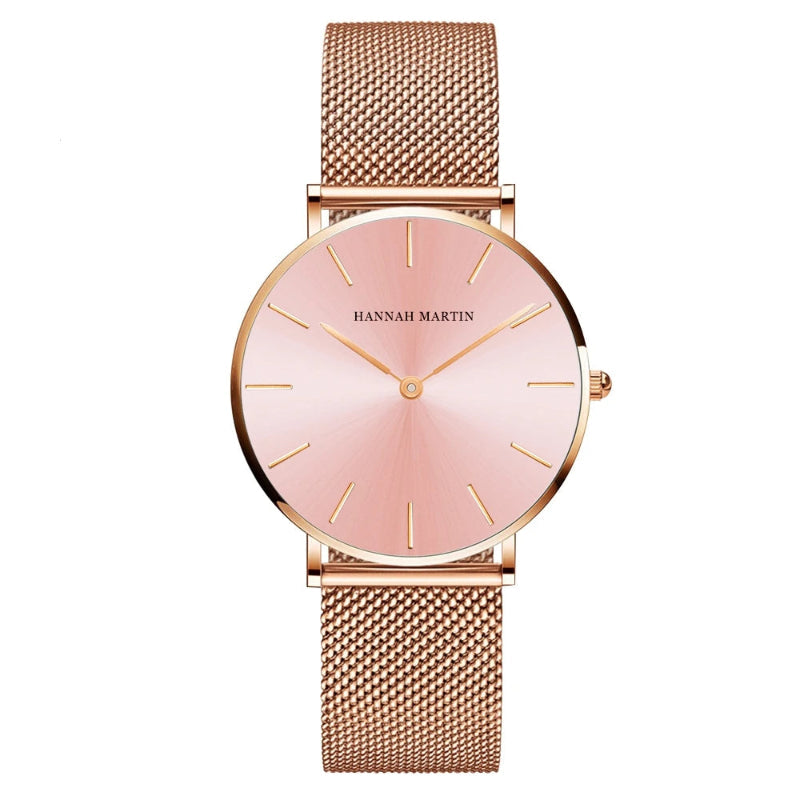 EMESA HOME Women’s Black Stainless Steel Watch – Waterproof Fashion Wristwatch with Bracelet Strap, Sport & Casual Elegant Design CF36 Rose pink No