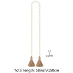 EMESA HOME Rustic Wood Bead Garland with Tassels – Farmhouse Boho Wall Hanging Decor - EMESA HOME™