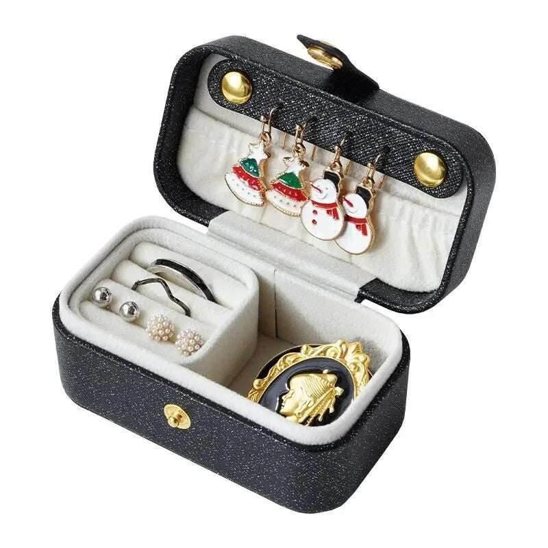 EMESA HOME Exquisite PU Leather Jewelry Box, Ring Necklace Earrings Storage, Minimalist Daily Travel Portable Organizer Box. - EMESA HOME™