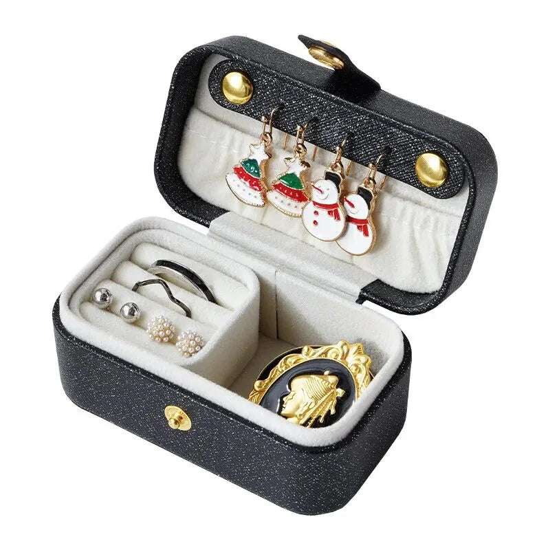 EMESA HOME Exquisite PU Leather Jewelry Box, Ring Necklace Earrings Storage, Minimalist Daily Travel Portable Organizer Box.