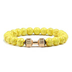 EMESA HOME Volcanic Stone Bead Bracelet – Matte Black Lava & White Dumbbell Charm Fitness Jewelry for Men & Women - EMESA HOME™