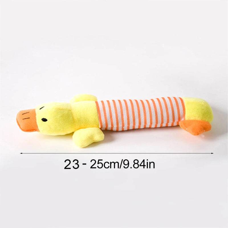 EMESA HOME Stuffingless Squeaky Dog Toy – Durable Crinkle Plush Animal Chew Toy for Pets with Built-in Squeakers Yellow