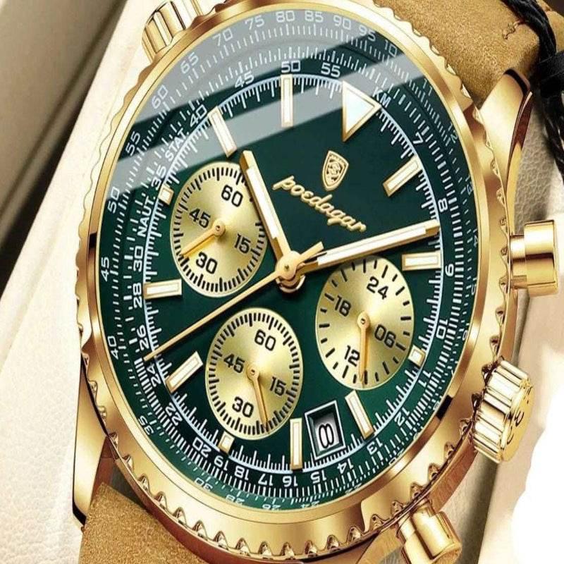 EMESA HOME Luxury Men's Watch - Quartz Waterproof Luminous Date Chronograph, Leather Military Sports Wristwatch - EMESA HOME™