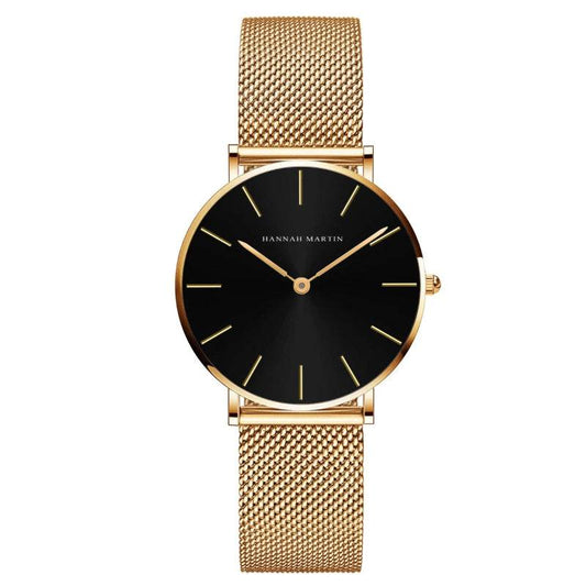 EMESA HOME Women’s Black Stainless Steel Watch – Waterproof Fashion Wristwatch with Bracelet Strap, Sport & Casual Elegant Design CH36 Gold Black No