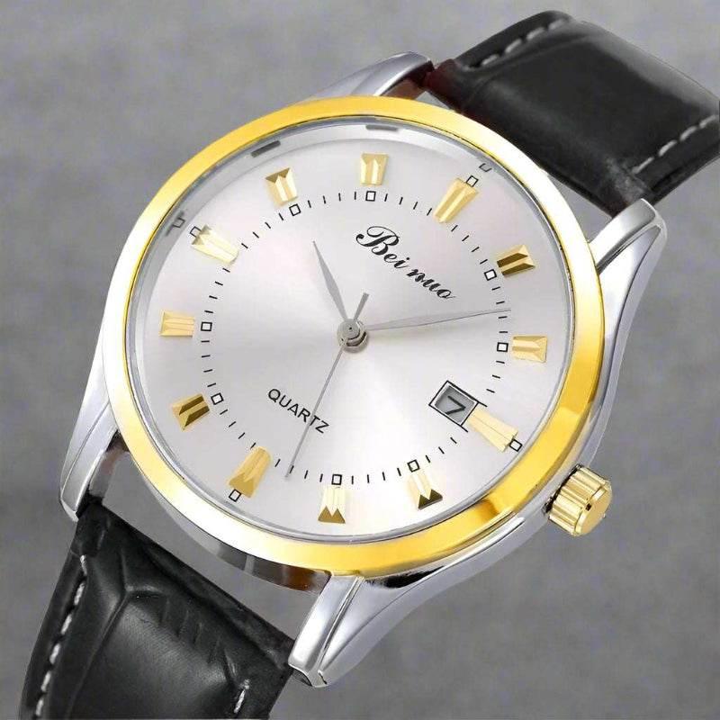 EMESA HOME Men's Luxury Quartz Watch – Simple Leather Strap Fashion Business Wristwatch for Men - EMESA HOME™