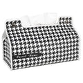 Tissue holder with houndstooth pattern and 'Sweet Home' text on a white background