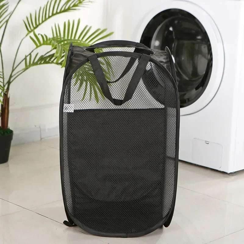 EMESA HOME Folding Mesh Laundry Basket with Handles – Breathable Clothes, Toy, and Sundries Storage Hamper for Home Use - EMESA HOME™