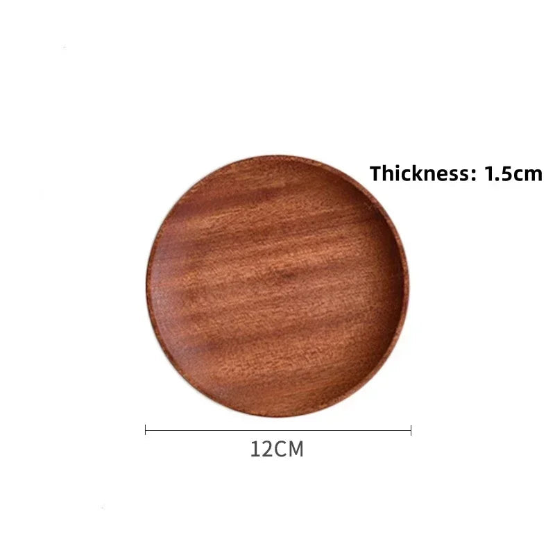 EMESA HOME Solid Wood Round Oval Dessert Plate Tea Tray Decorative Wooden Tableware Snack Plate Dried Fruit Plate Bread Sushi Plate