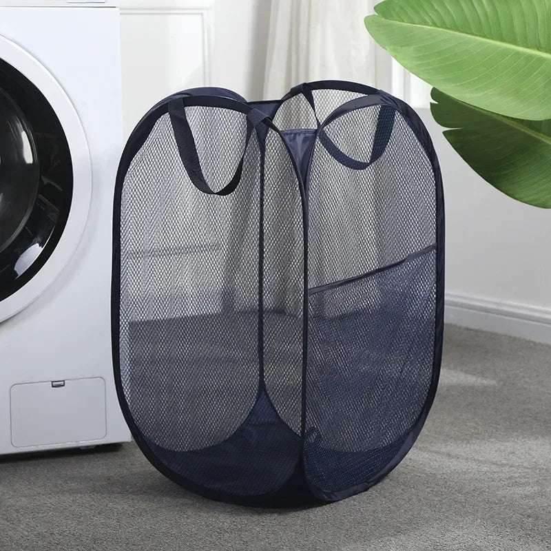 EMESA HOME Folding Mesh Laundry Basket with Handles – Breathable Clothes, Toy, and Sundries Storage Hamper for Home Use - EMESA HOME™