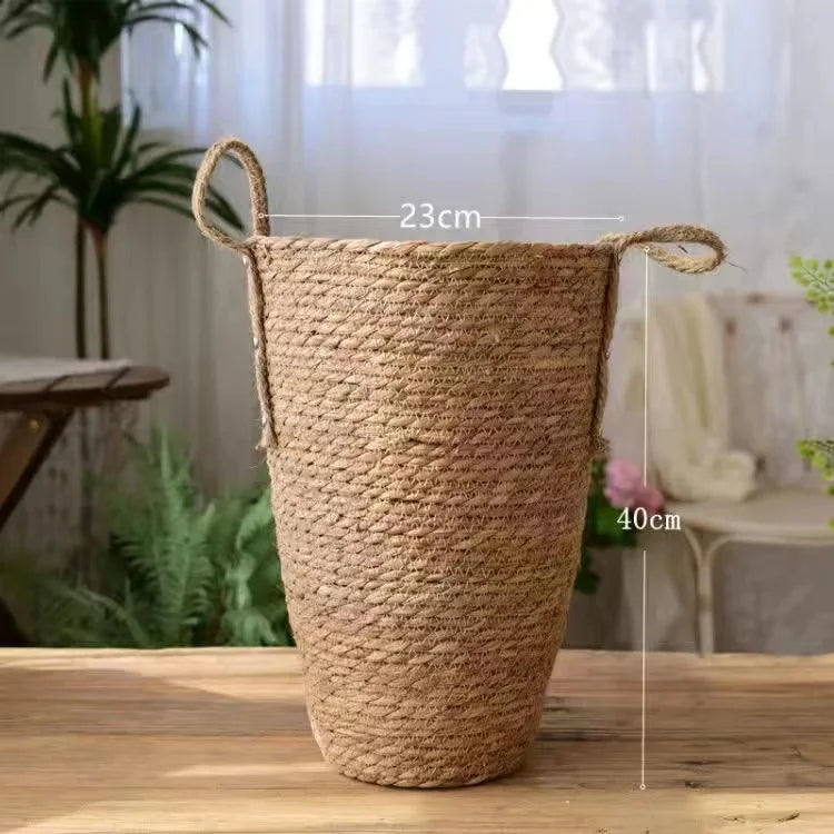 EMESA HOME Tall Wicker Planter Basket Flower Pot Home Garden Decor Laundry Bucket Storage Basket for Dirty Clothes and Toys