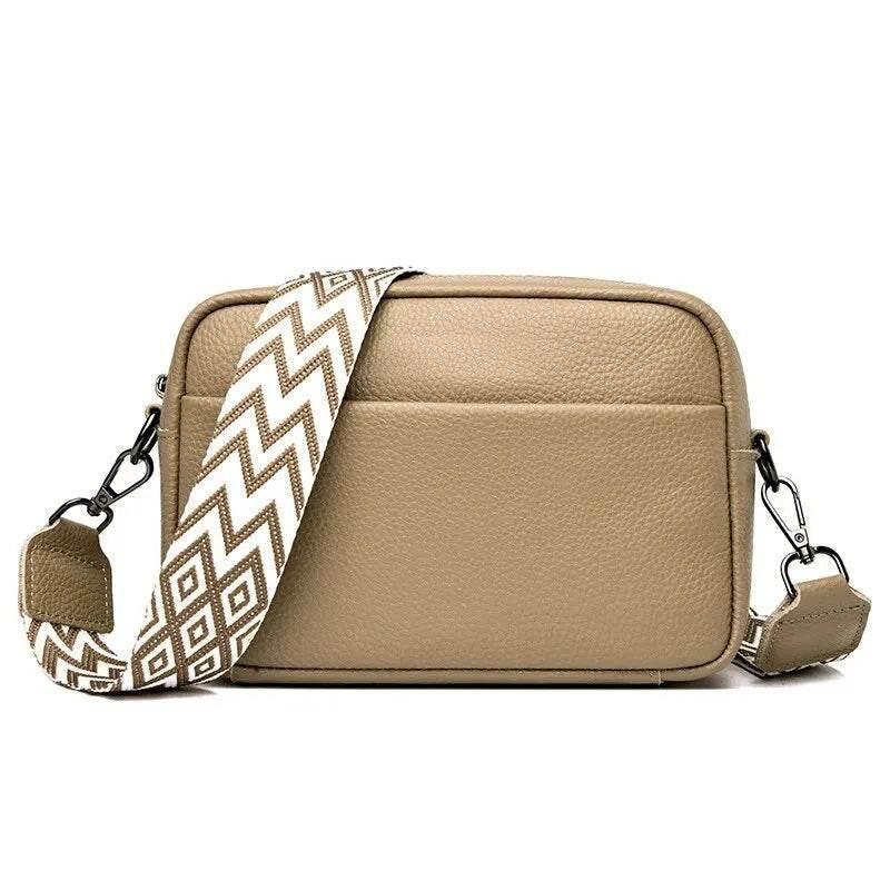 EMESA HOME Genuine Leather Handbag – Women’s Multi-Compartment Shoulder Bag with Zipper, Crossbody Purse for Daily Commute & Casual Use - EMESA HOME™