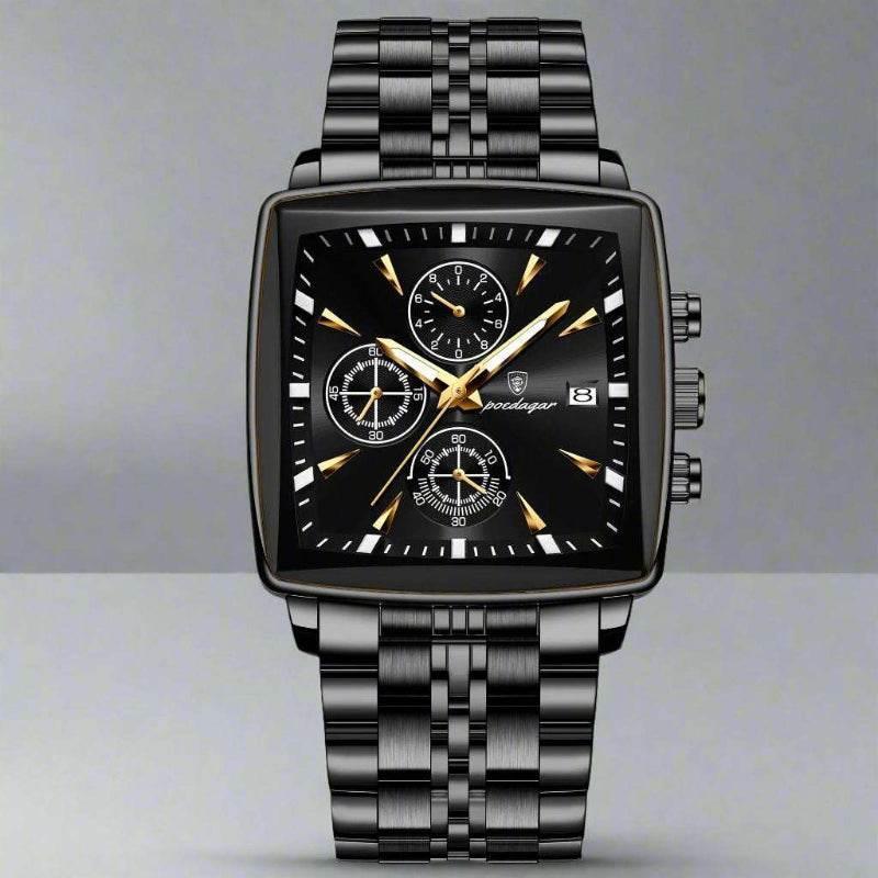 EMESA HOME Luxury Square Sport Man Wristwatch Waterproof Luminous Chronograph Quartz Men's Watches Stainless Steel - EMESA HOME™