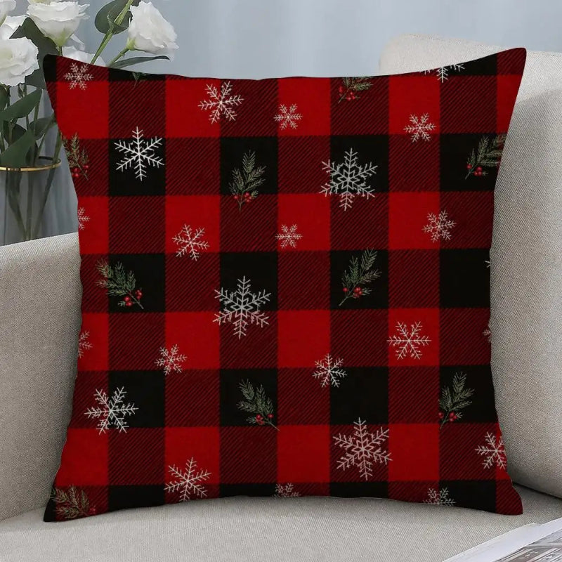 EMESA HOME Classic Plaid Winter Printed Decorative Cushion Cover