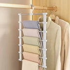 EMESA HOME Multi-Functional Pants Rack – Folding Stainless Steel Cloud Ladder Hanger with Clips, Space-Saving Multi-Layer Seamless Storage - EMESA HOME™
