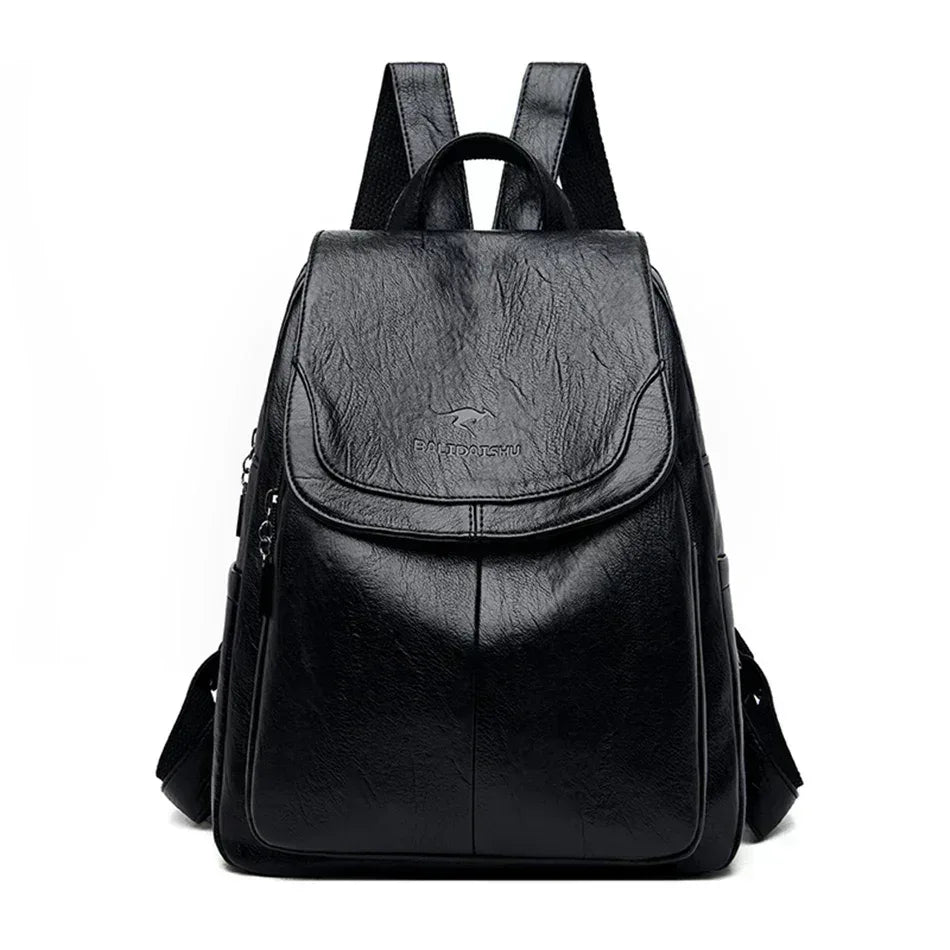 EMESA HOME Vintage PU Leather Backpack for Women – Large Capacity Travel, School, and Daily Use Bag - EMESA HOME™