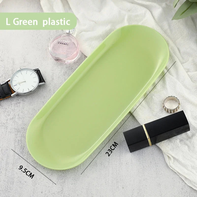 EMESA HOME Gold & Silver Stainless Steel Water Drop-Shaped Cosmetics, Jewelry & Dining Tray – Multi-Functional Home Storage Container Green L