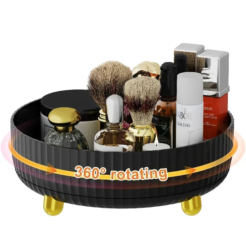 EMESA HOME 360° Rotating Vanity Organizer – Large Capacity Black Makeup & Perfume Storage - EMESA HOME™