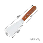 Measuring chart of a spatula with wooden handle on a white background
