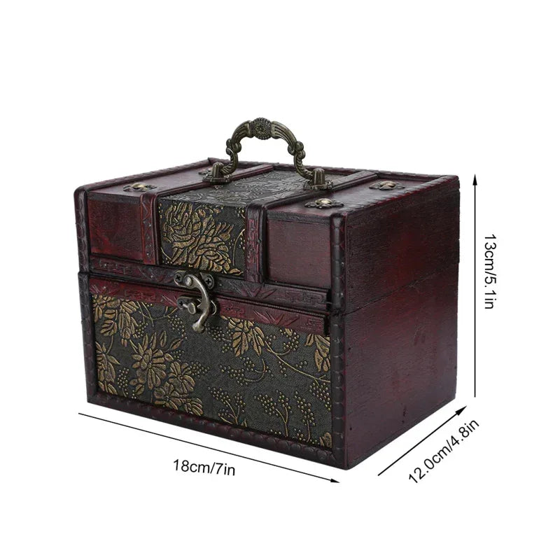 EMESA HOME Vintage Wooden Jewelry Box – Retro European Style Antique Trinket Organizer Storage Gift - EMESA HOME