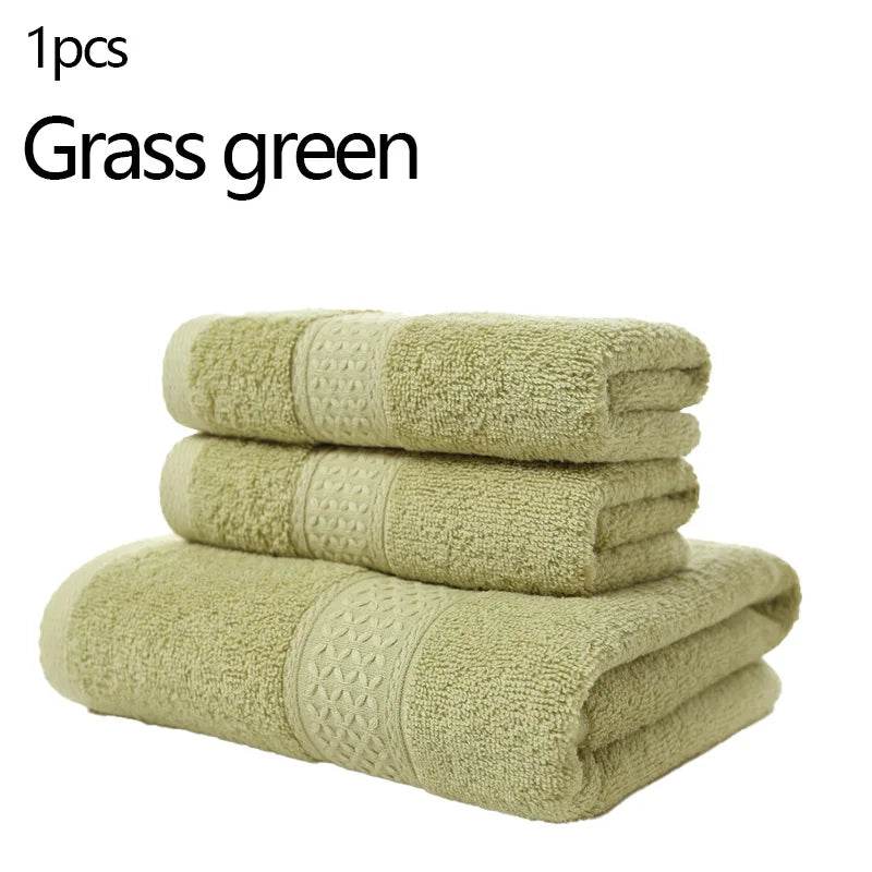 EMESA HOME-High Quality Pure Cotton Thick Adult Towels - Soft and Absorbent Towels for Home Use, Daily Face Towels Grass green