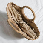 EMESA HOME Summer Half-Moon Straw Bag – Handmade Woven Beach Tote, Large Capacity Top-Handle Purse, Casual Bohemian Handbag Basket for Women - EMESA HOME™