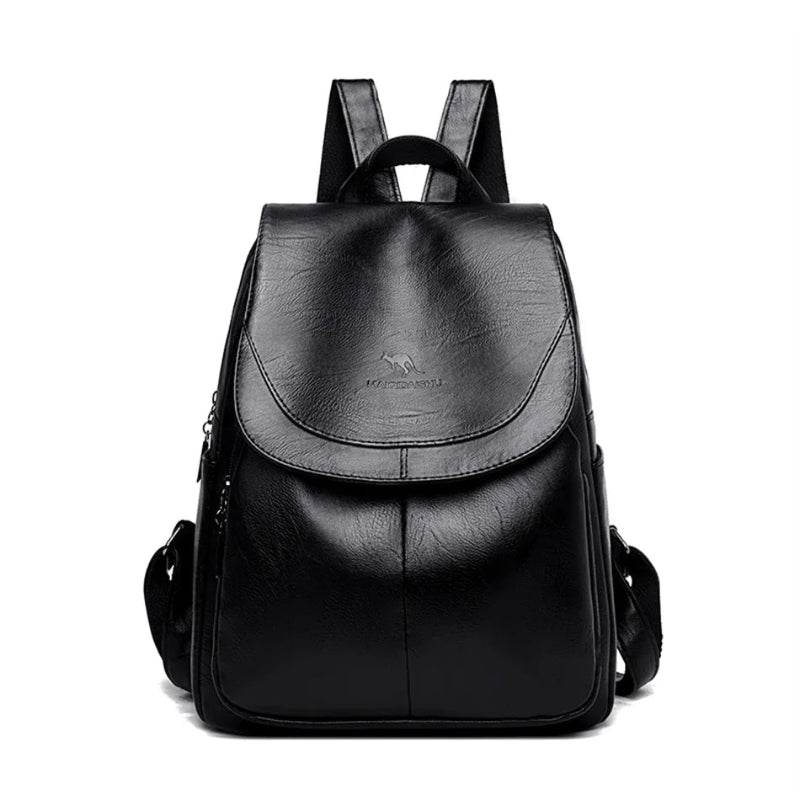EMESA HOME Vintage PU Leather Backpack for Women – Large Capacity Travel, School, and Daily Use Bag Black-022