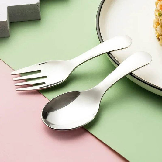 EMESA HOME 304 Stainless Steel Portable Spoon and Fork Set – Outdoor Travel, Kids and Dessert Tableware, Compact Cutlery Combination