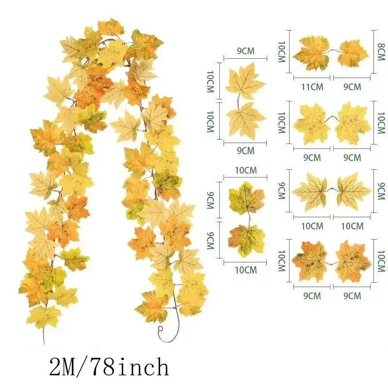 EMESA HOME 200CM Artificial Maple Leaf Garland Vine for Autumn Decor