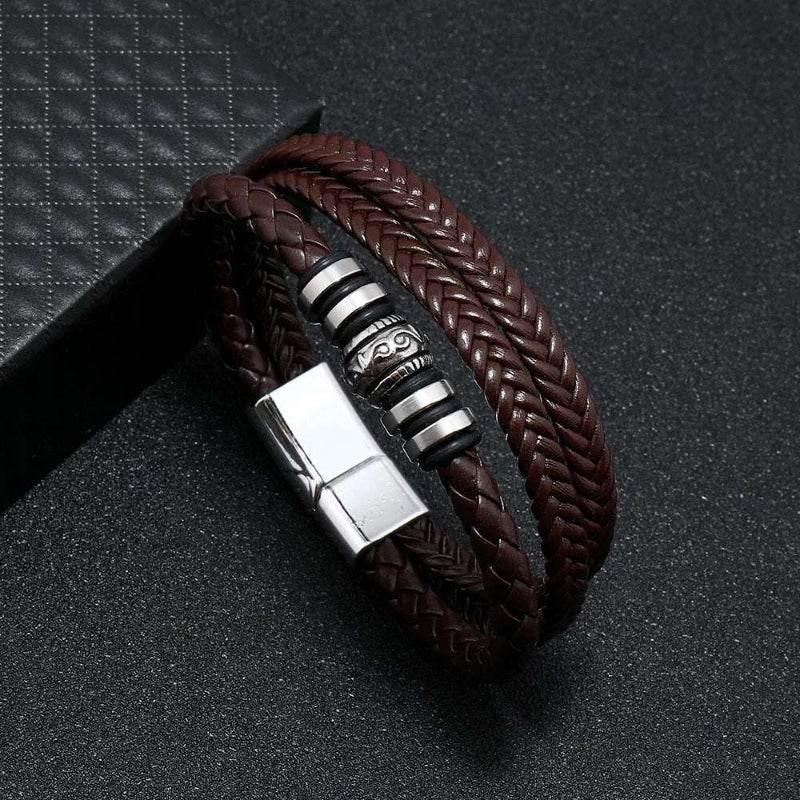 EMESA HOME Trendy Leather Bracelets For Men Stainless Steel Bracelet 21CM Multilayer Braided Rope Bracelets for Male Jewelry Gifts - EMESA HOME™