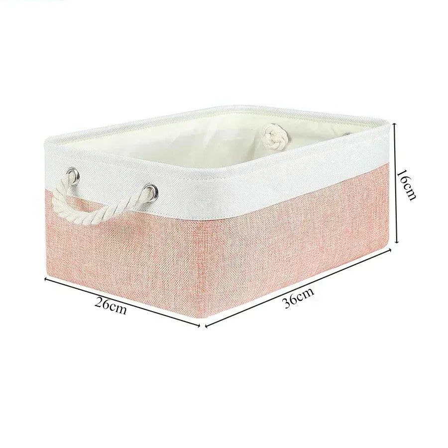 EMESA HOME Cotton Linen Folding Storage Basket – Organizer for Toys, Clothes, Sundries – Cabinet Bag, Collapsible Laundry Hamper for Home Use - EMESA HOME™