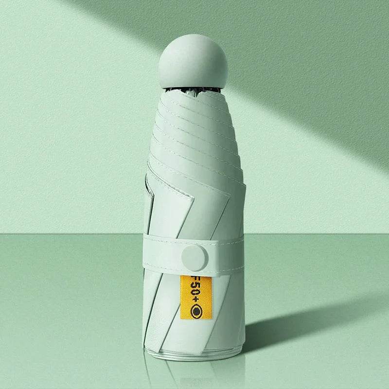 EMESA HOME Compact Foldable Mini Umbrella – Portable Lightweight Travel Umbrella with UV Protection for Sun & Rain 6Ribs Lightgreen 6K|metal-fiber composite